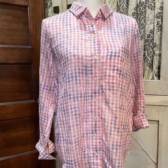 Anthropologie Pilcro The Cate Check Tie-Dye Shirt - Picture 3 of 7